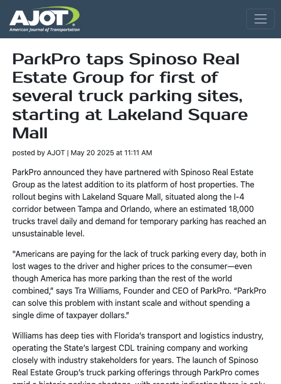 ajot.com_news_parkpro-taps-spinoso-real-estate-group-for-first-of-several-truck-parking-sites-starting-at-lakeland-square-mall